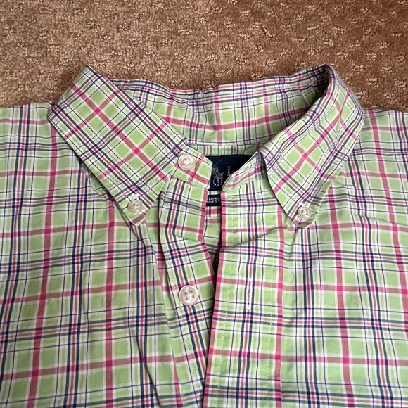 Ralph Lauren Custom Fit Button Up Shirt Spring Green Plaid Men's Size L Summery - Picture 5 of 10